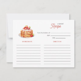 Tarjeta Pequeña Watercolor Pancakes Bridal brunch Recipe card