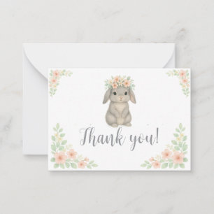 Tarjeta Pequeña Watercolor, Pastel Bunny Gracias Card