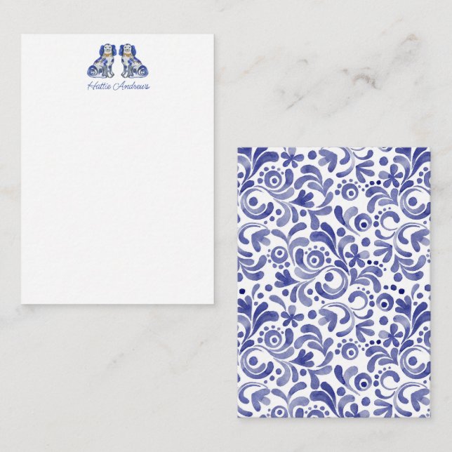 Tarjeta Pequeña Watercolor Perros Staffordshire Personalizado (Anverso / Reverso)