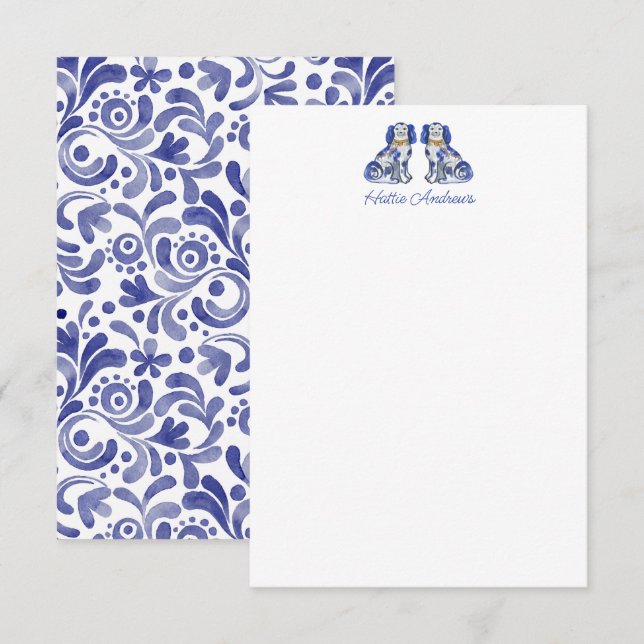 Tarjeta Pequeña Watercolor Perros Staffordshire Personalizado (Anverso / Reverso)