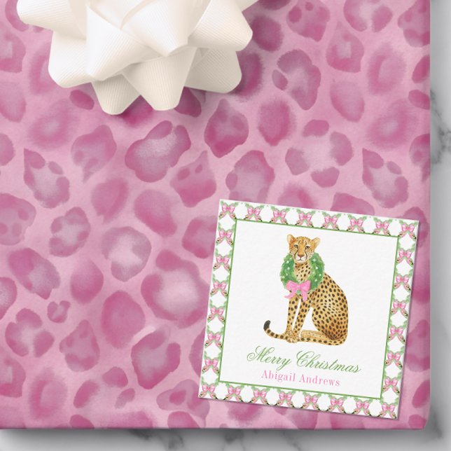 Tarjeta Pequeña Watercolor Preppy Leopard Christmas (Subido por el creador)