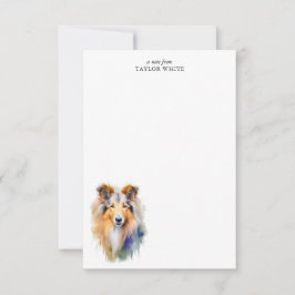 Tarjeta Pequeña Watercolor Rough Collie Personalizado Gracias