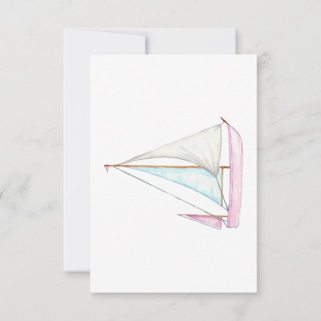 Tarjeta Pequeña Watercolor Sailboat Funeral Gracias, Solidaridad (Reverso)