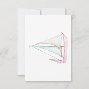 Tarjeta Pequeña Watercolor Sailboat Funeral Gracias, Solidaridad