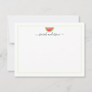 Tarjeta Pequeña Watercolor sandía Verde Frontera personalizada