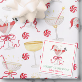 Tarjeta Pequeña Watercolor Santa Christmas Cocktail Party