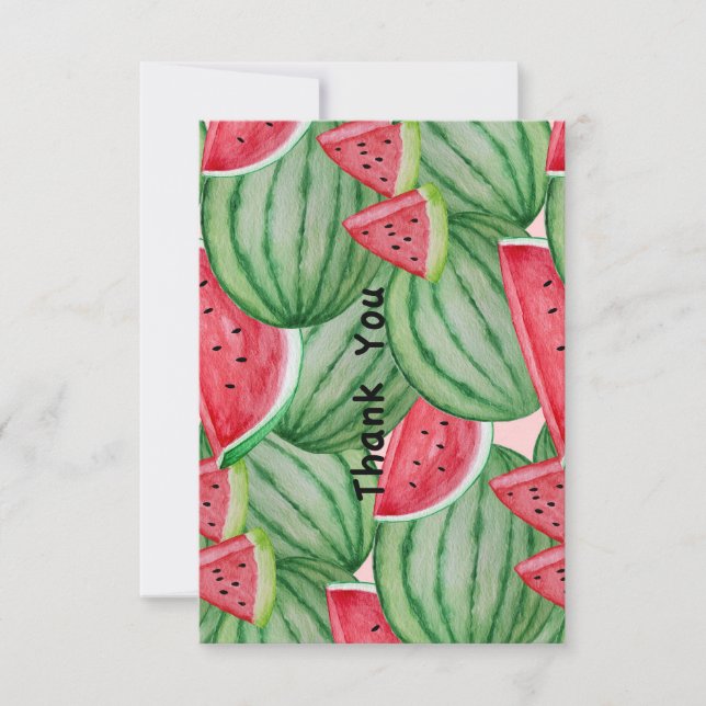 Tarjeta Pequeña Watercolor Watermelon Gracias (Anverso)
