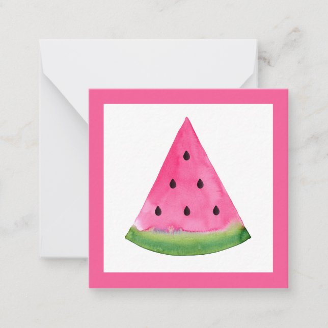 Tarjeta Pequeña Watercolor Watermelon Wedge (Anverso)