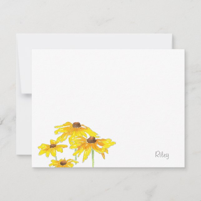 Tarjeta Pequeña Watercolor y Pen Black Eyed Susan (Anverso)
