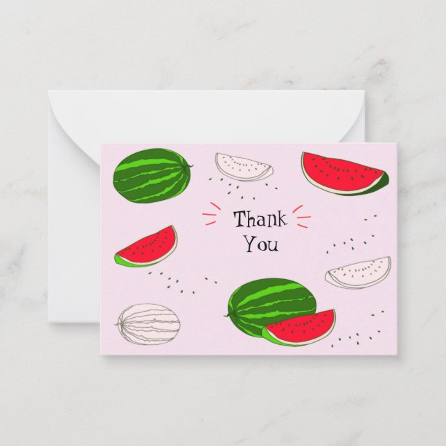 Tarjeta Pequeña Watermelon Gracias Cartas (Anverso)