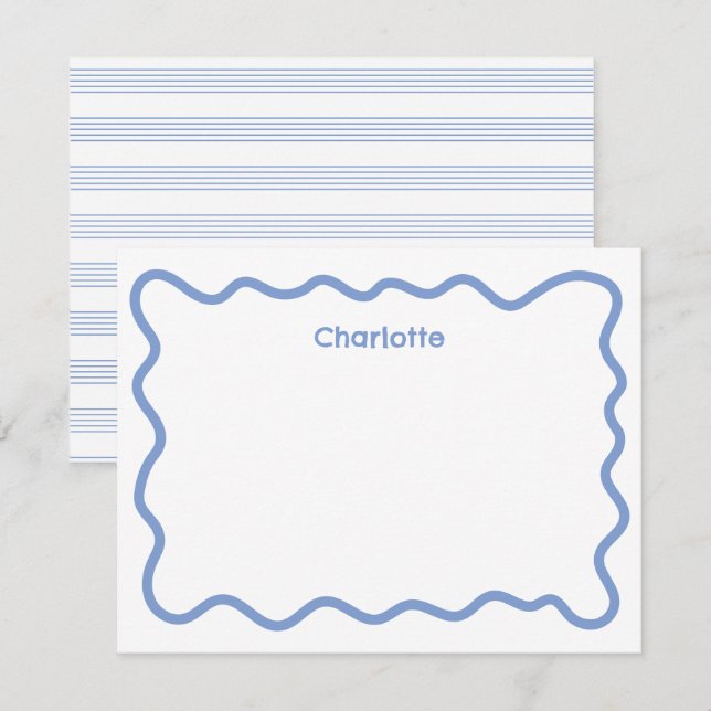 Tarjeta Pequeña Wavy Blue Border Modernas Estacionamiento de Niños (Anverso / Reverso)