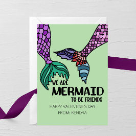 Tarjeta Pequeña We Are Mermaid to Be Friends Valentine’s Day Card