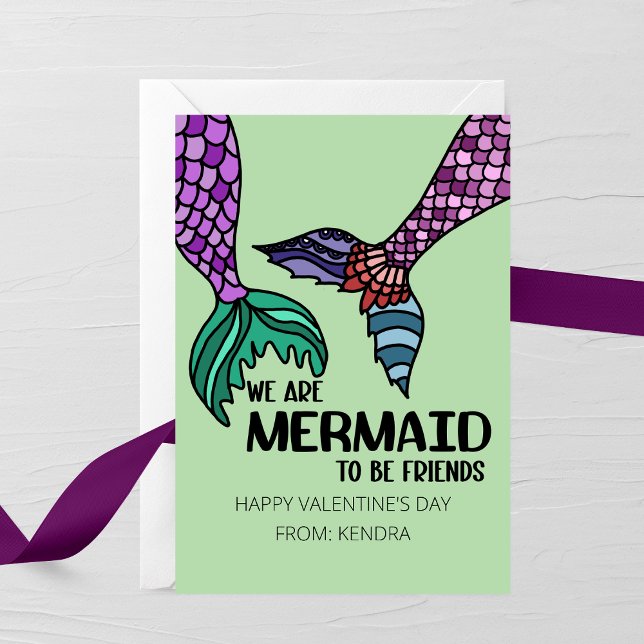 Tarjeta Pequeña We Are Mermaid to Be Friends Valentine’s Day Card (Subido por el creador)