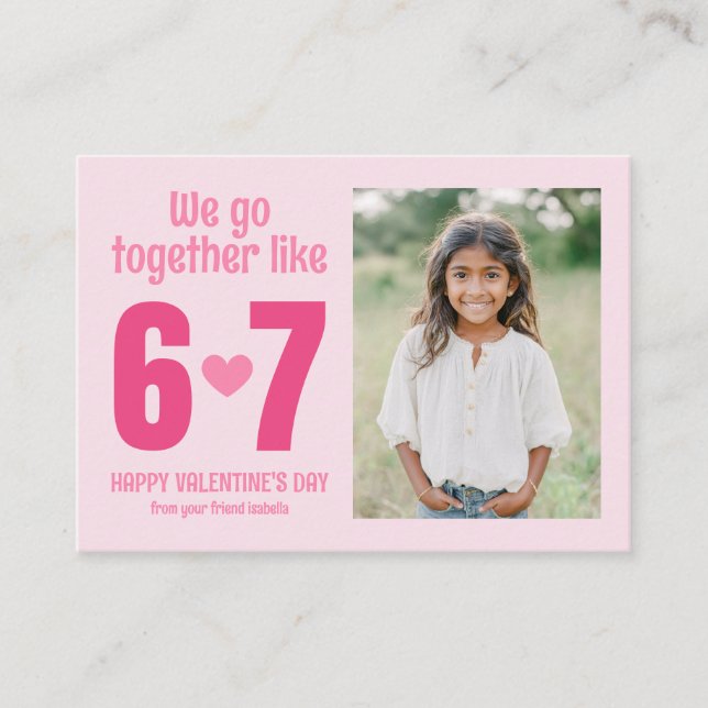 Tarjeta Pequeña We Go Together Like 6 7 Kids Photo Valentine's (Anverso)