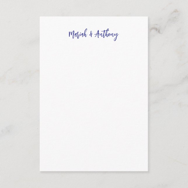 Tarjeta Pequeña Wedding Elegant Creative Classical Blue White (Anverso)