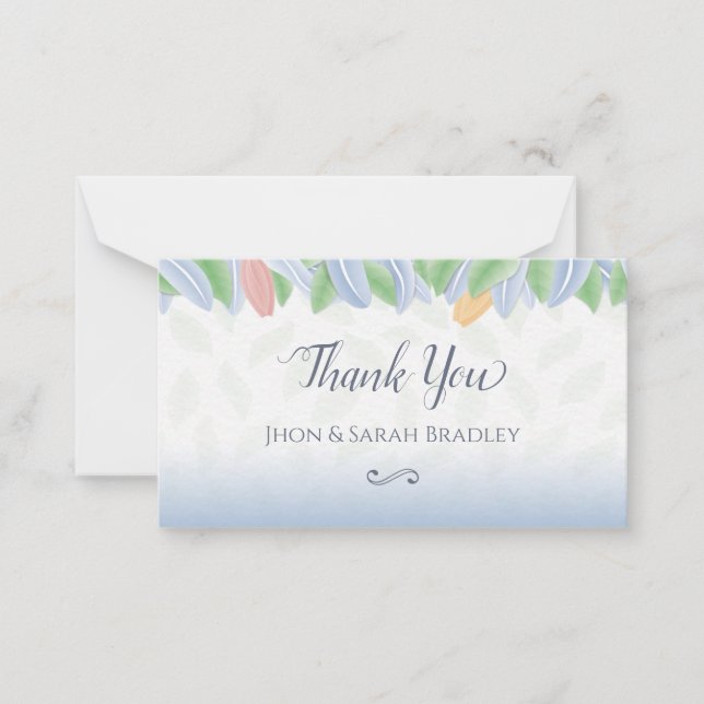 Tarjeta Pequeña Wedding Thank You - Vectorial Tulip With Leaves (Anverso)