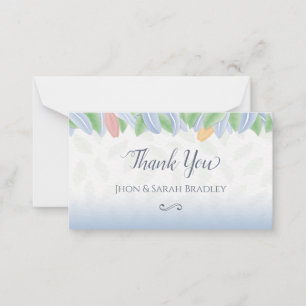Tarjeta Pequeña Wedding Thank You - Vectorial Tulip With Leaves