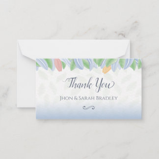 Tarjeta Pequeña Wedding Thank You - Vectorial Tulip With Leaves
