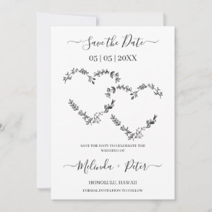 Tarjeta Pequeña Wedding Two Wildflowers Hearts for Wedding