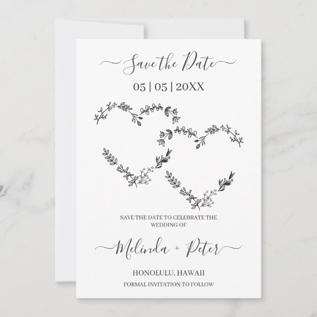 Tarjeta Pequeña Wedding Two Wildflowers Hearts for Wedding (Anverso)