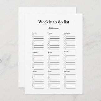 Tarjeta Pequeña Weekly to do list