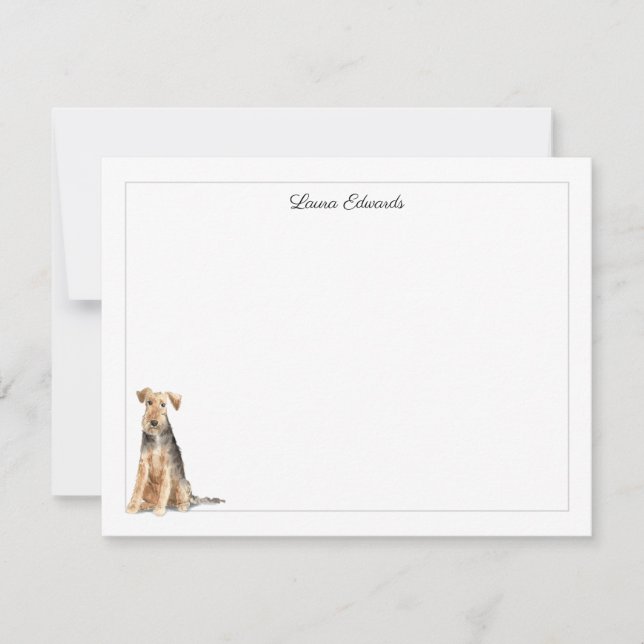 Tarjeta Pequeña Welsh Terrier Gray Border Personalized (Anverso)