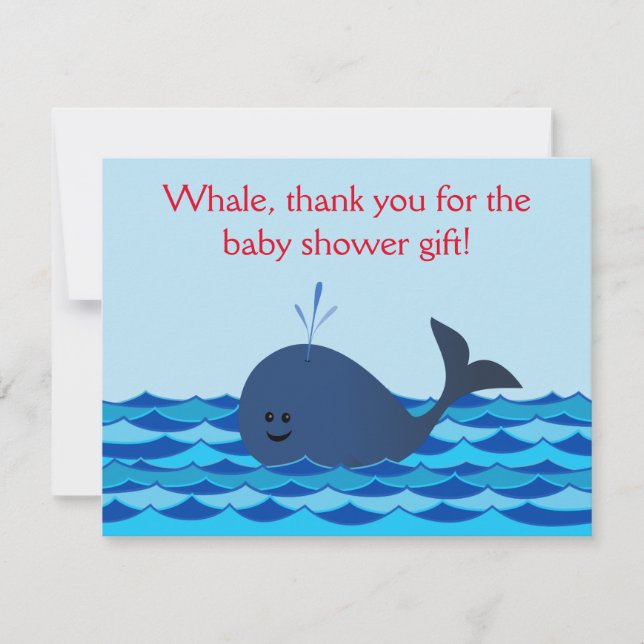 Tarjeta Pequeña Whale es un chico llano de Baby Shower gracias not (Anverso)