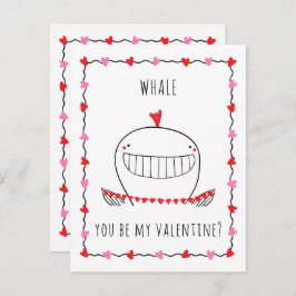 Tarjeta Pequeña Whale You be My Valentine Funny Valentine's Day