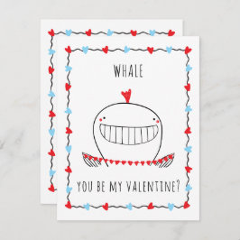 Tarjeta Pequeña Whale You be My Valentine Funny Valentine's Day