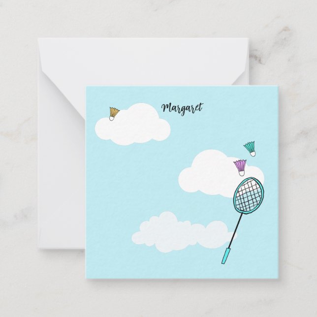 Tarjeta Pequeña Whimsical Badminton Racquets Birdies Personalizado (Anverso)