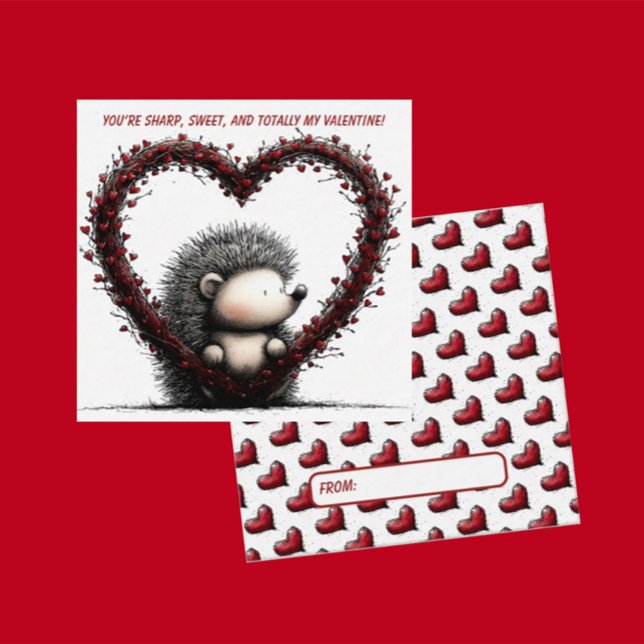 Tarjeta Pequeña Whimsical Hedgehog Valentine Card  (Subido por el creador)