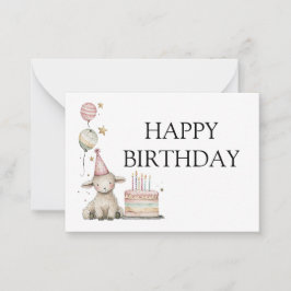 Tarjeta Pequeña Whimsical Lamb Celebración del cumpleaños Cumpleañ