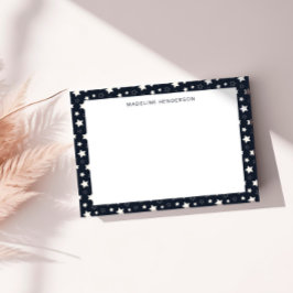 Tarjeta Pequeña Whimsical White Stars Black Monograma
