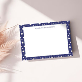 Tarjeta Pequeña Whimsical White Stars Dark Blue Monograma