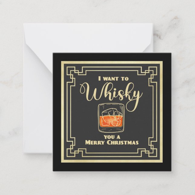 Tarjeta Pequeña Whisky Christmas Flat Note Card (Anverso)