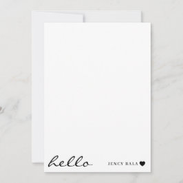 Tarjeta Pequeña White Minimal Hello | Clean Modern Heart Design