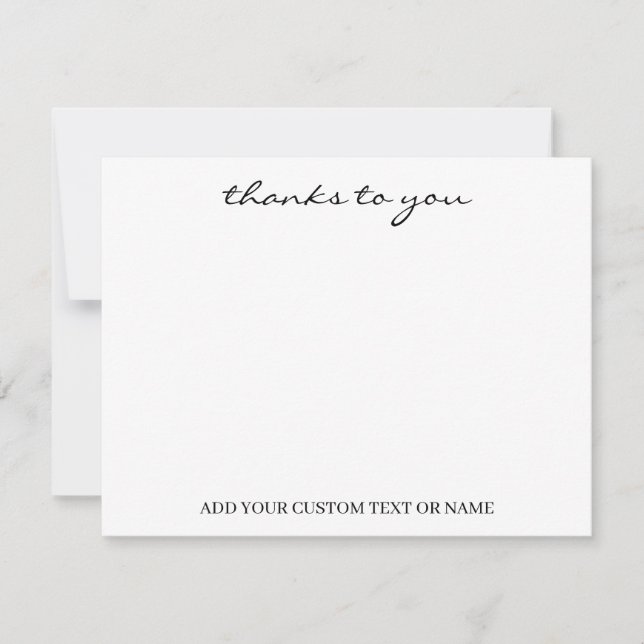 Tarjeta Pequeña White Minimalist | Modern Typography Thank You (Anverso)