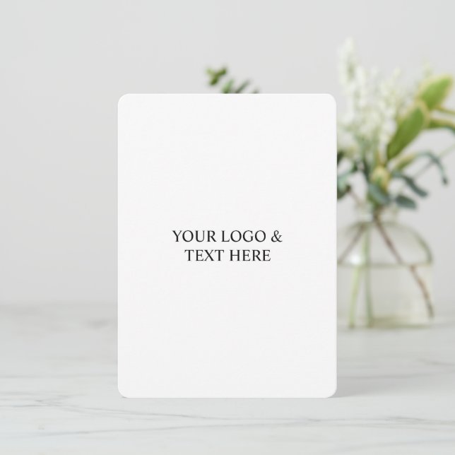 Tarjeta Pequeña White Personalized – Your Logo & Text Here (Anverso de pie)