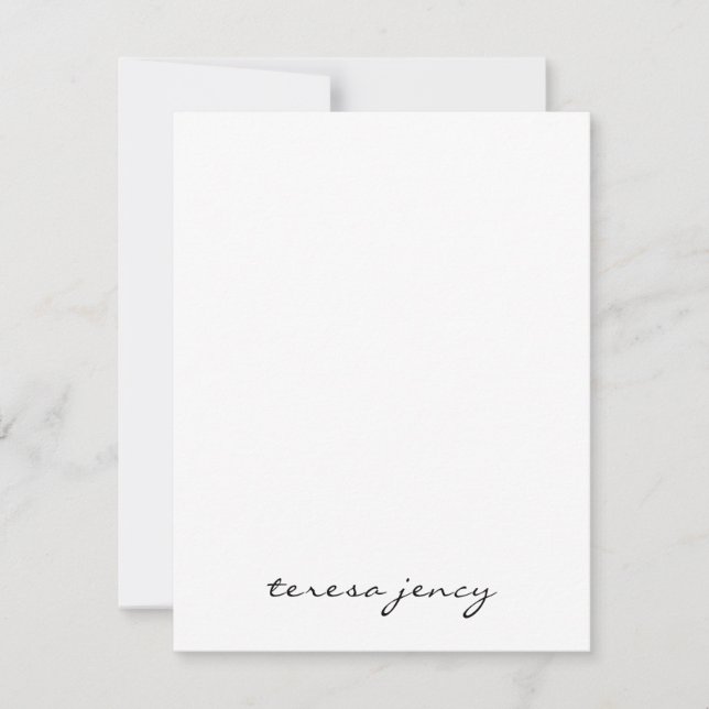 Tarjeta Pequeña White Script Monogram | Minimalist Modern Design (Anverso)