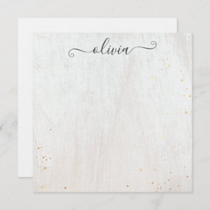 Tarjeta Pequeña White Wood Signature Script Note Card