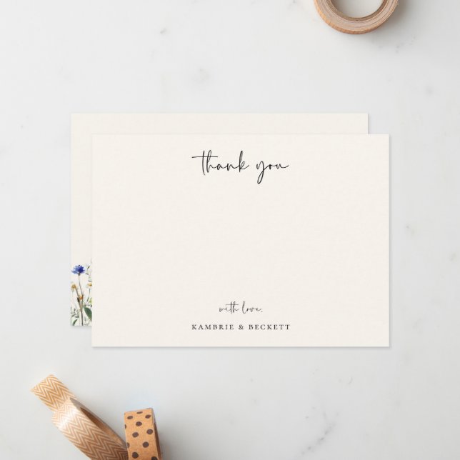 Tarjeta Pequeña Wild Meadow Floral Boda Gracias (Anverso/Reverso In Situ)