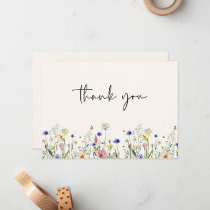 Tarjeta Pequeña Wild Meadow Floral Boda Gracias
