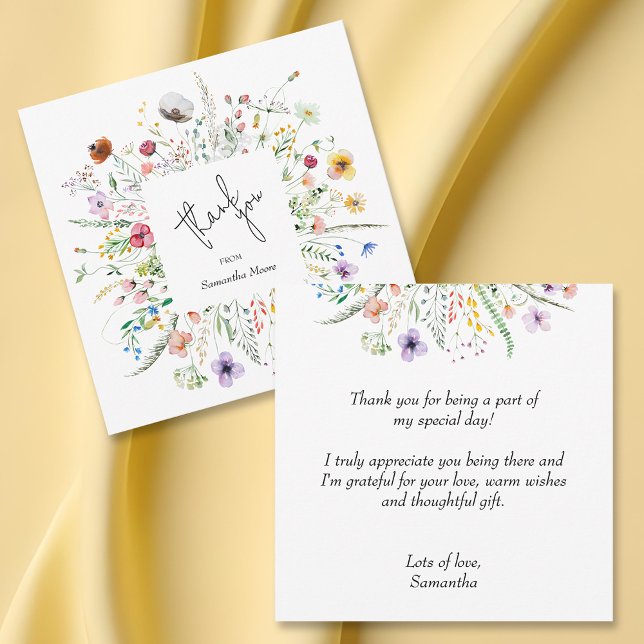 Tarjeta Pequeña Wildflower Baby Shower Gracias (Wildflowers Baby Shower Thank You Notes 5.25" x 5.25")