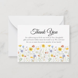 Tarjeta Pequeña Wildflower Baby Shower Thank You Card