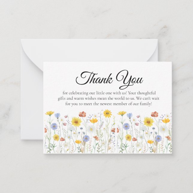 Tarjeta Pequeña Wildflower Baby Shower Thank You Card (Anverso)