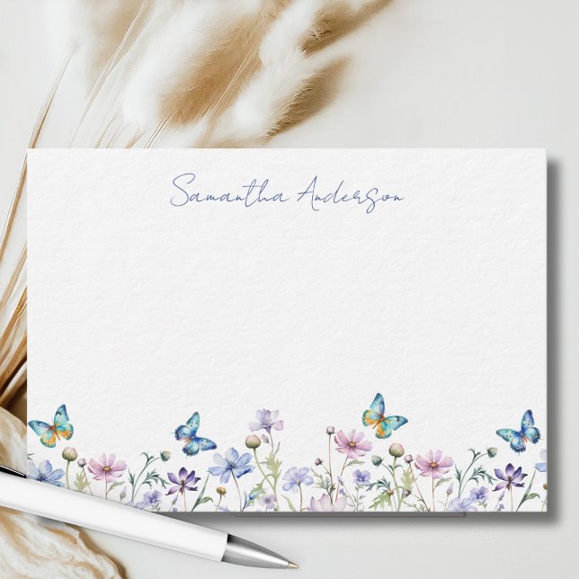 Tarjeta Pequeña Wildflower Butterfly Personalized Flat Note Card (Subido por el creador)