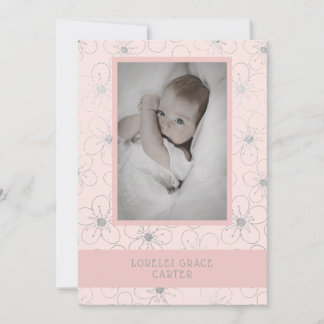 Tarjeta Pequeña Wildflowers Silver Effect Photo Naming Ceremony