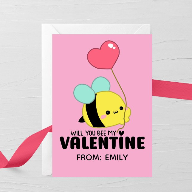 Tarjeta Pequeña Will You Bee My Valentine Kids Card (Subido por el creador)