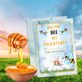 Tarjeta Pequeña Will You BEE My Valentine's Day Classroom