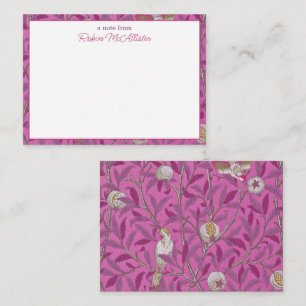 Tarjeta Pequeña William Morris, Aves rosadas calientes y Pommegren